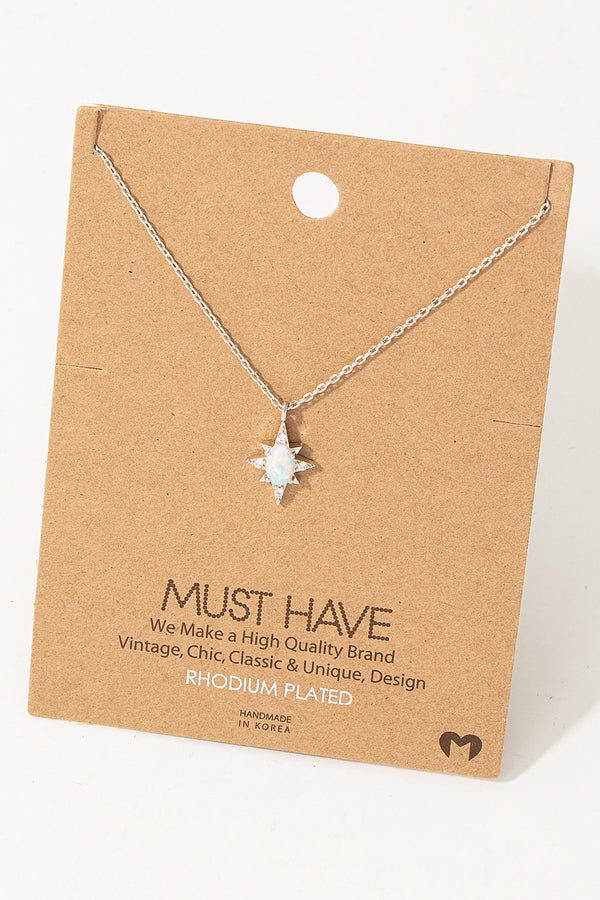 Mini Star Opal Pendant Necklace (Silver Plated)