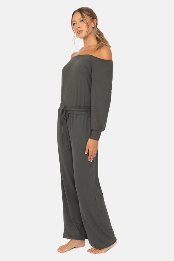 Off-the-Shoulder Lounge Jumpsuit (Urban Grey)