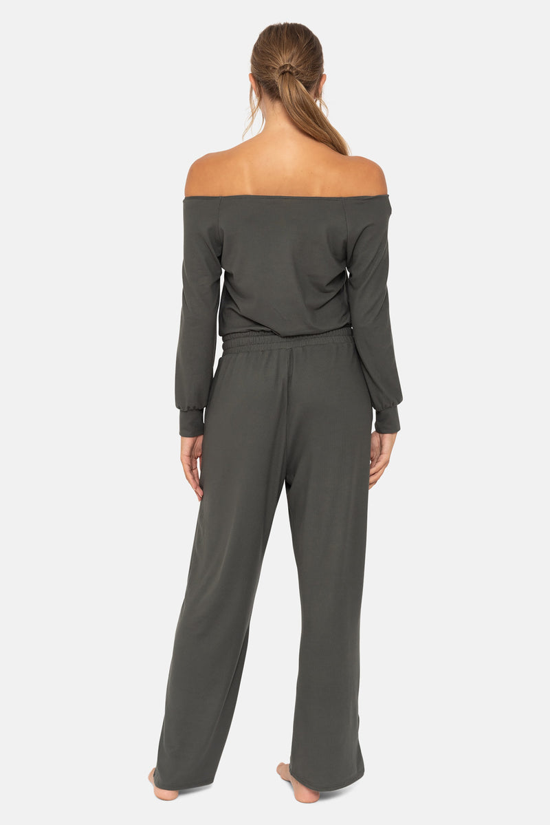 Off-the-Shoulder Lounge Jumpsuit (Urban Grey)