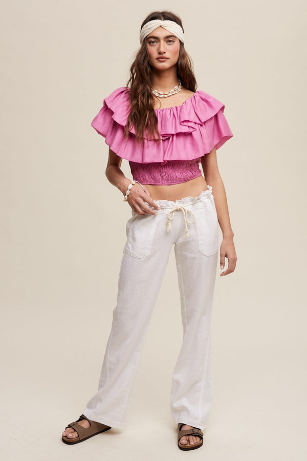 Tiered Ruffle Smocked Top in Lavender Rose