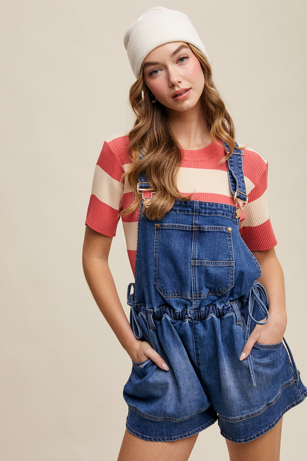 Denim Shorts Overall in Blue Haze