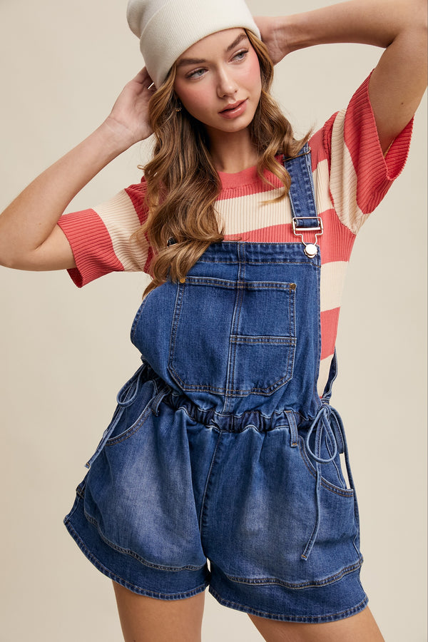 Denim Shorts Overall in Blue Haze