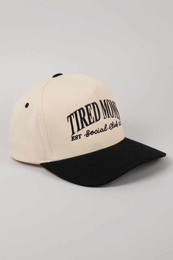 RESTOCK - Tired Moms Est Social Club 24/7 Trucker Hat in Black