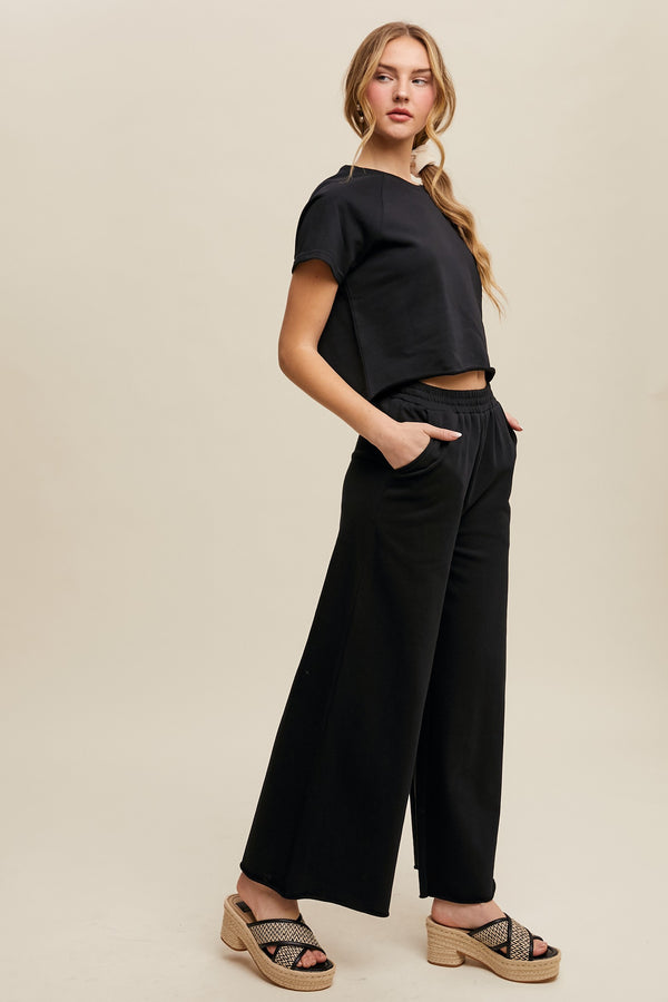Relaxed Fit Lounge Set in Black (PANTS ONLY)
