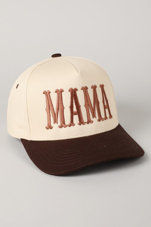 Mama Typographic Design Embroidery Trucker Hat in Brown