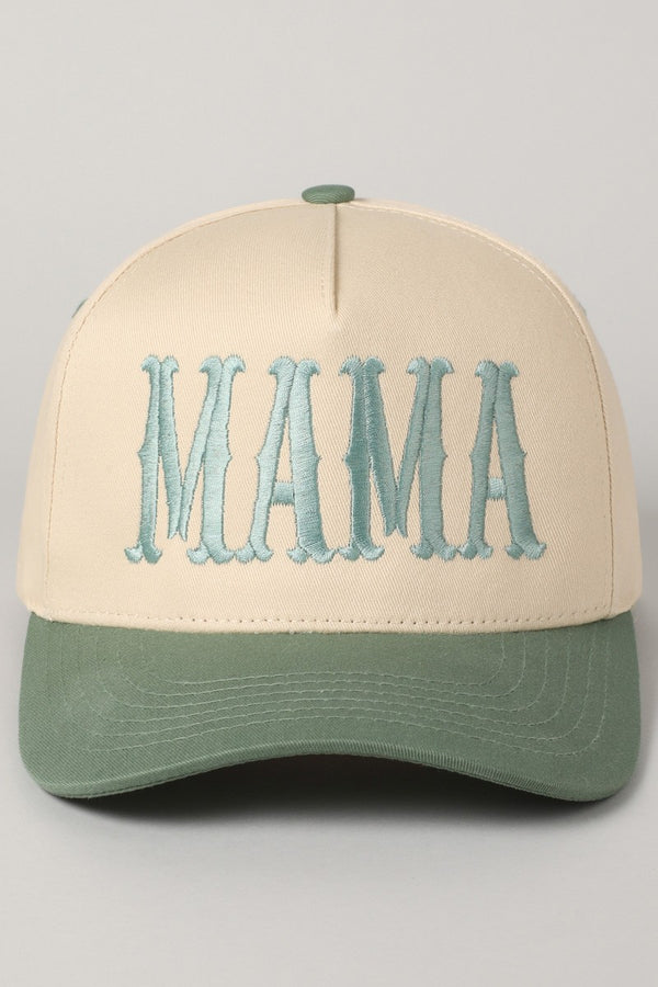 Mama Typographic Design Embroidery Trucker Hat in Sage