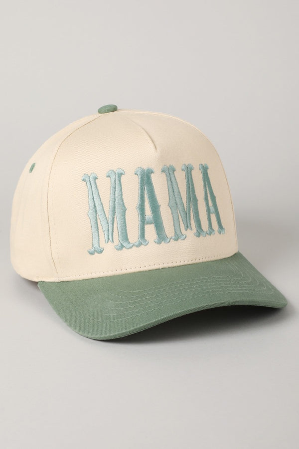 Mama Typographic Design Embroidery Trucker Hat in Sage