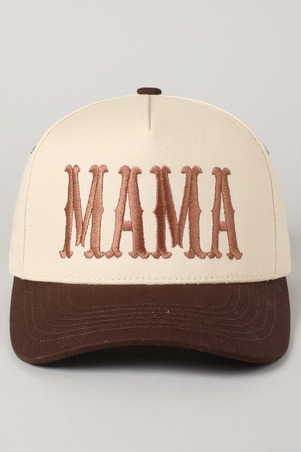 Mama Typographic Design Embroidery Trucker Hat in Brown