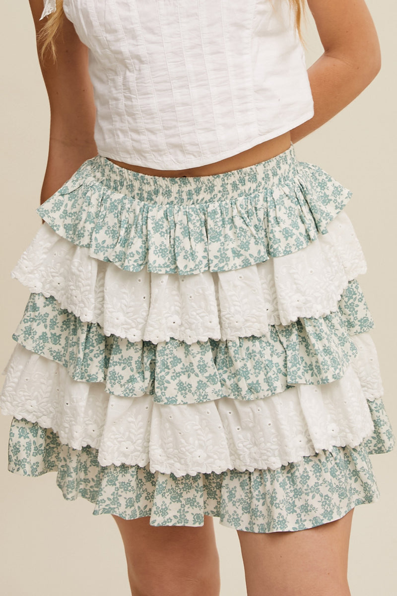 Tiered Ruffle Mini Skirt