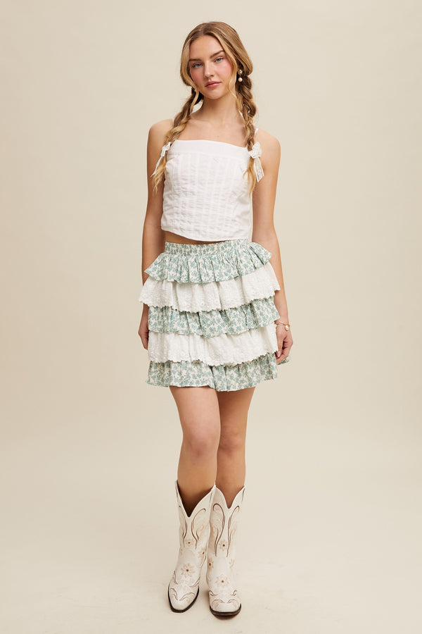 Tiered Ruffle Mini Skirt