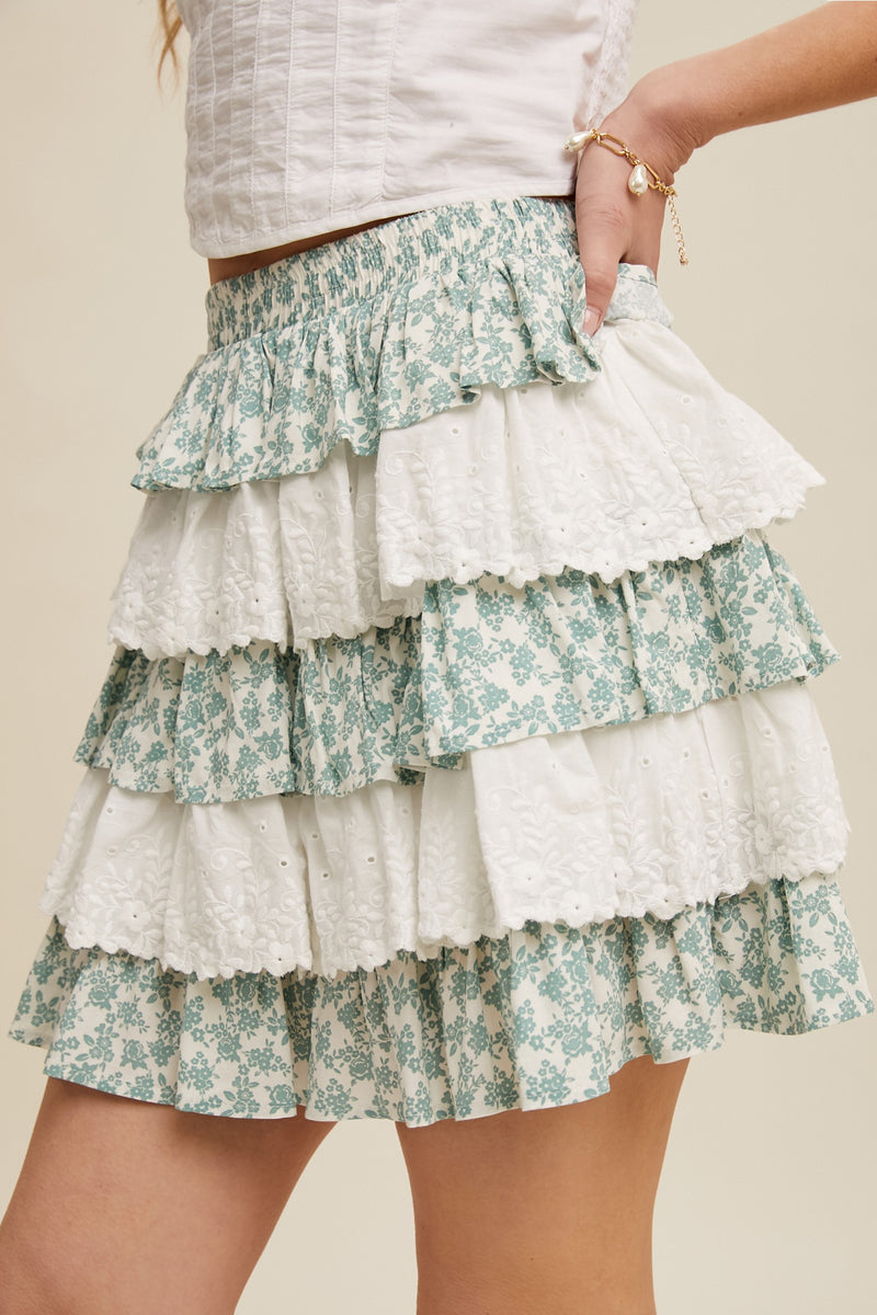 Tiered Ruffle Mini Skirt