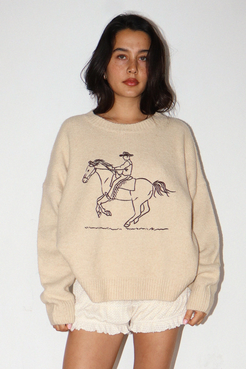 Butter Embroidered Cowboy Knit Sweater