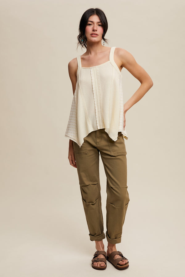 Boho-inspired Textured Tank Top in Banana
