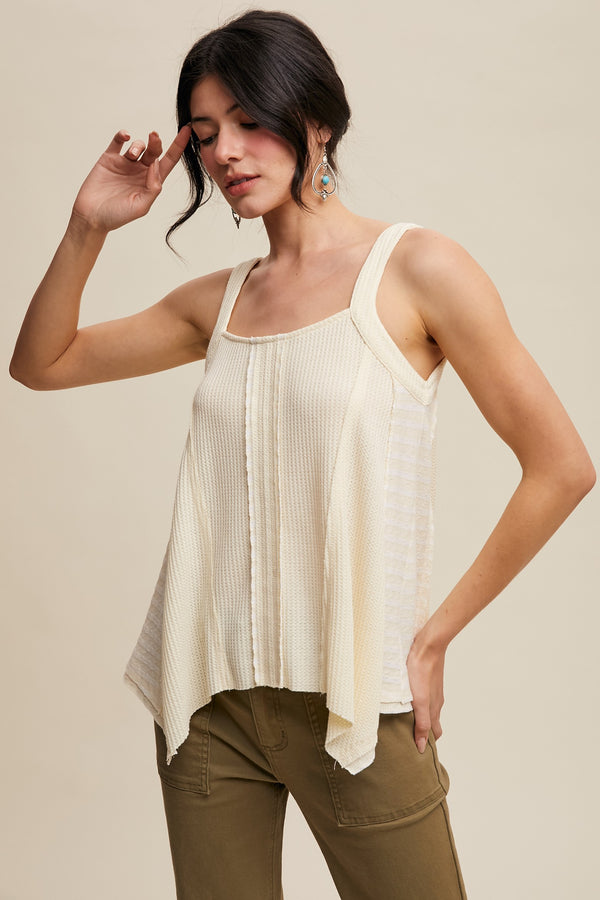 Boho-inspired Textured Tank Top in Banana