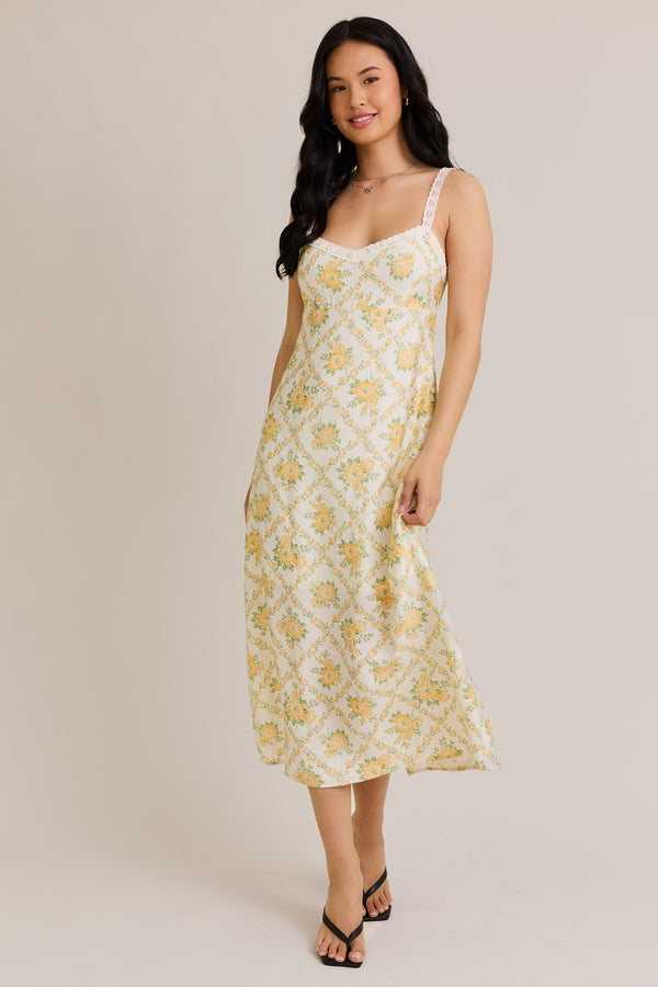 Lace Trim Midi Dress