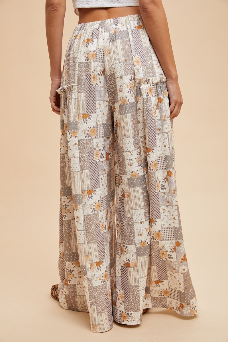 Patchwork Print Textured Knit Wide Leg Pants (AVAILABLE IN SIZES S-XL!)
