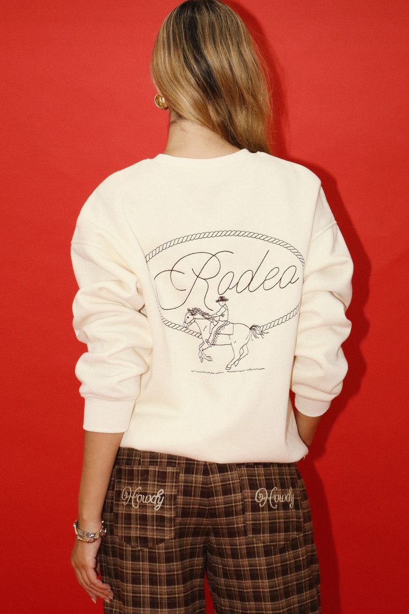 Rodeo Embroidered Sweatshirt in Cream