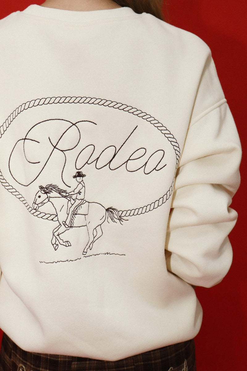 Rodeo Embroidered Sweatshirt in Cream