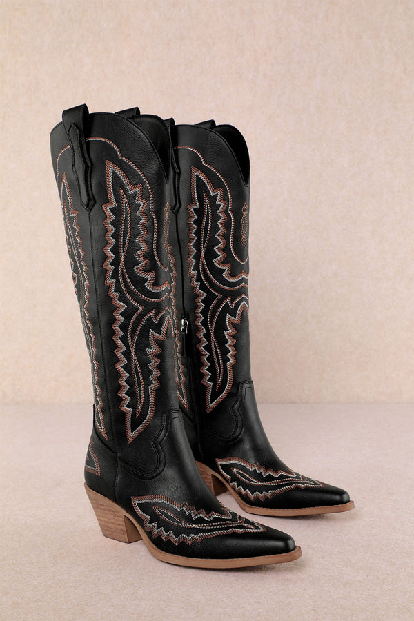 Samara Stitch Western Tall Boots in Black