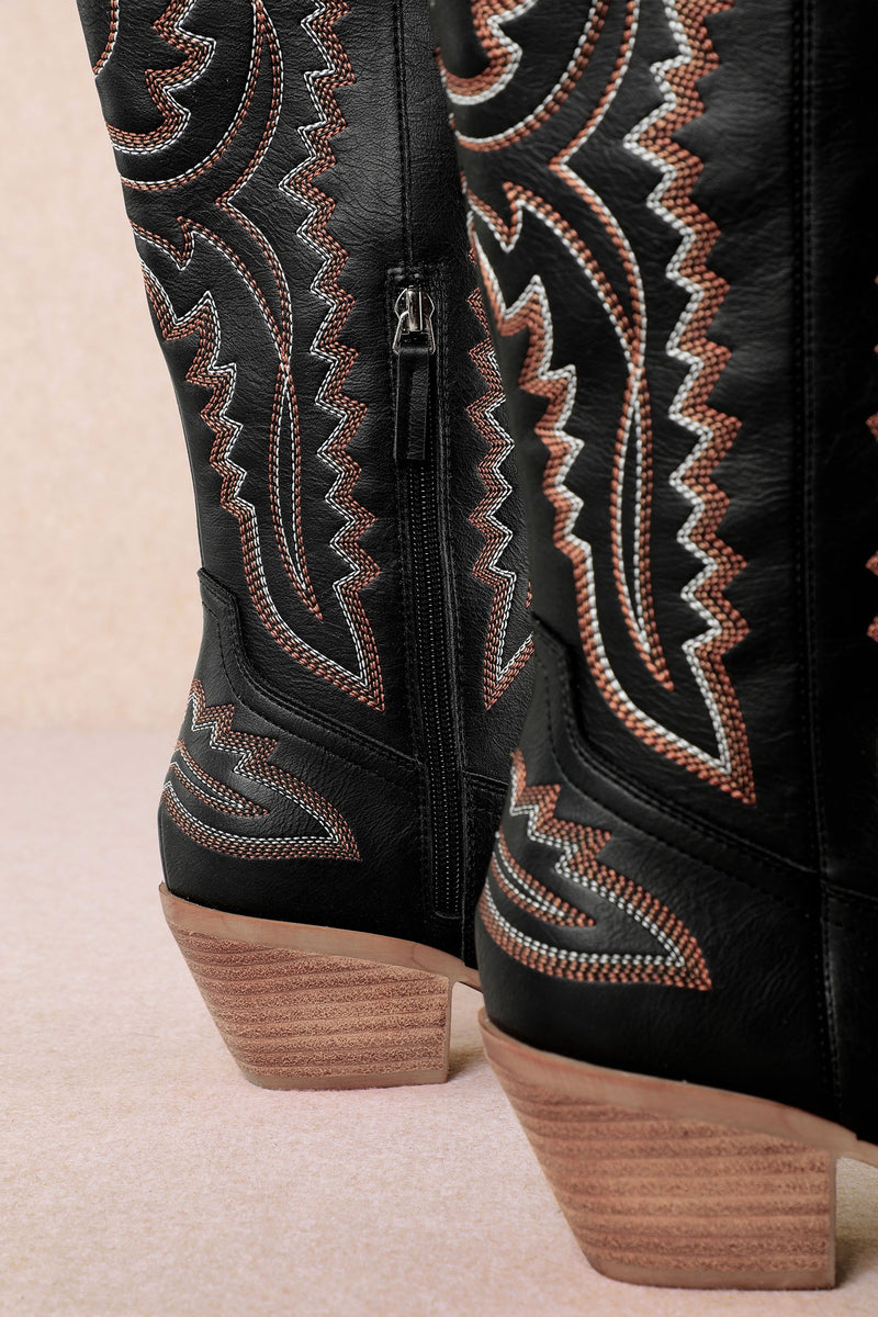 Samara Stitch Western Tall Boots in Black