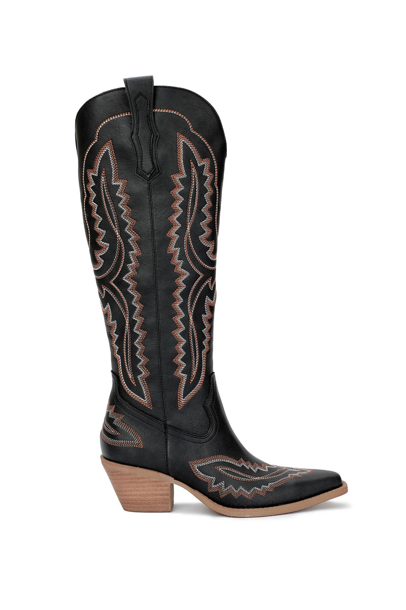 Samara Stitch Western Tall Boots in Black