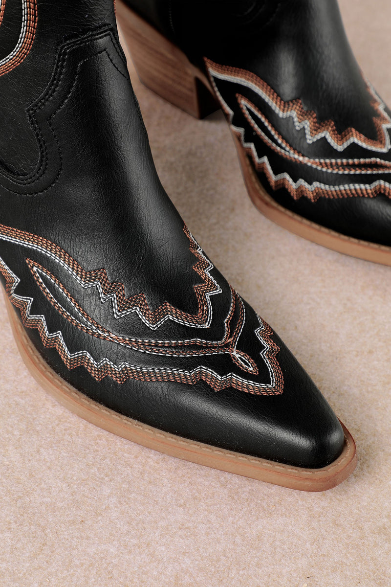 Samara Stitch Western Tall Boots in Black