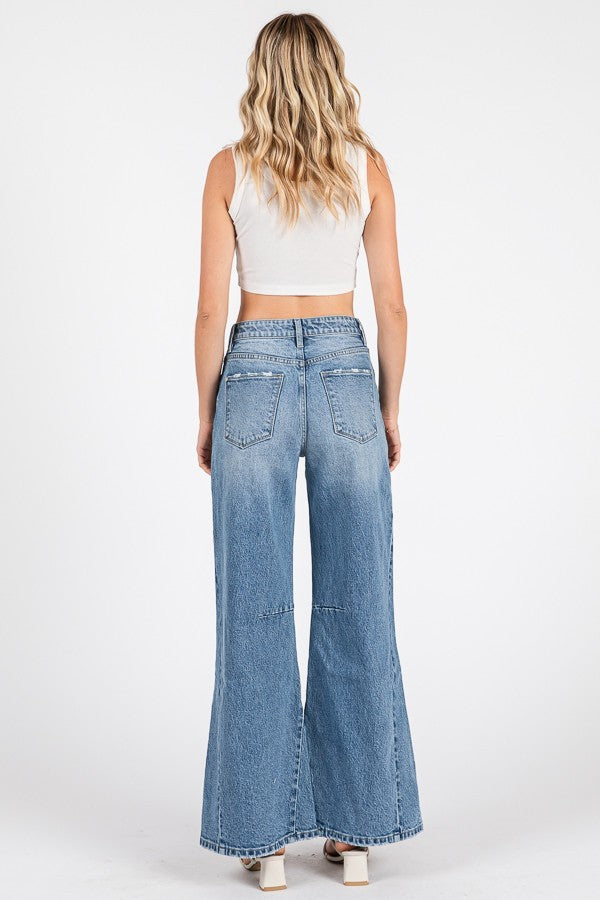 Seam Detailing High Rise Comfort Slouchy Wide Leg - Petra Jeans