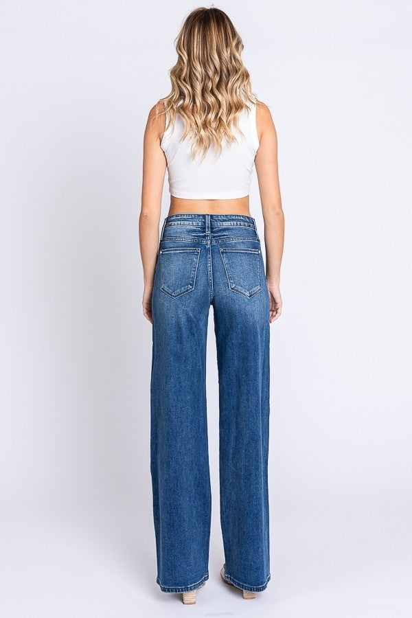 High Rise Comfort Stretch Wide Leg Jeans - Petra Brand