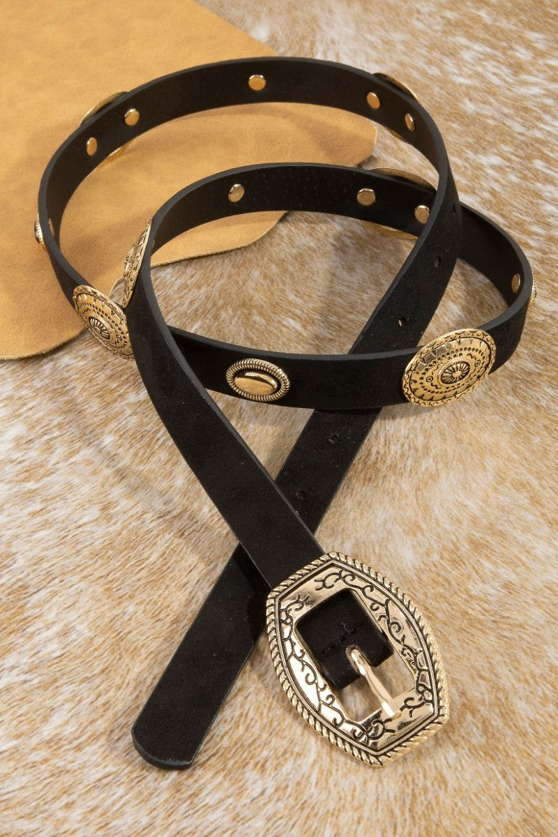 Concho Accent Suede Western Vegan Leather Belt – DawnTayler  display picture 1