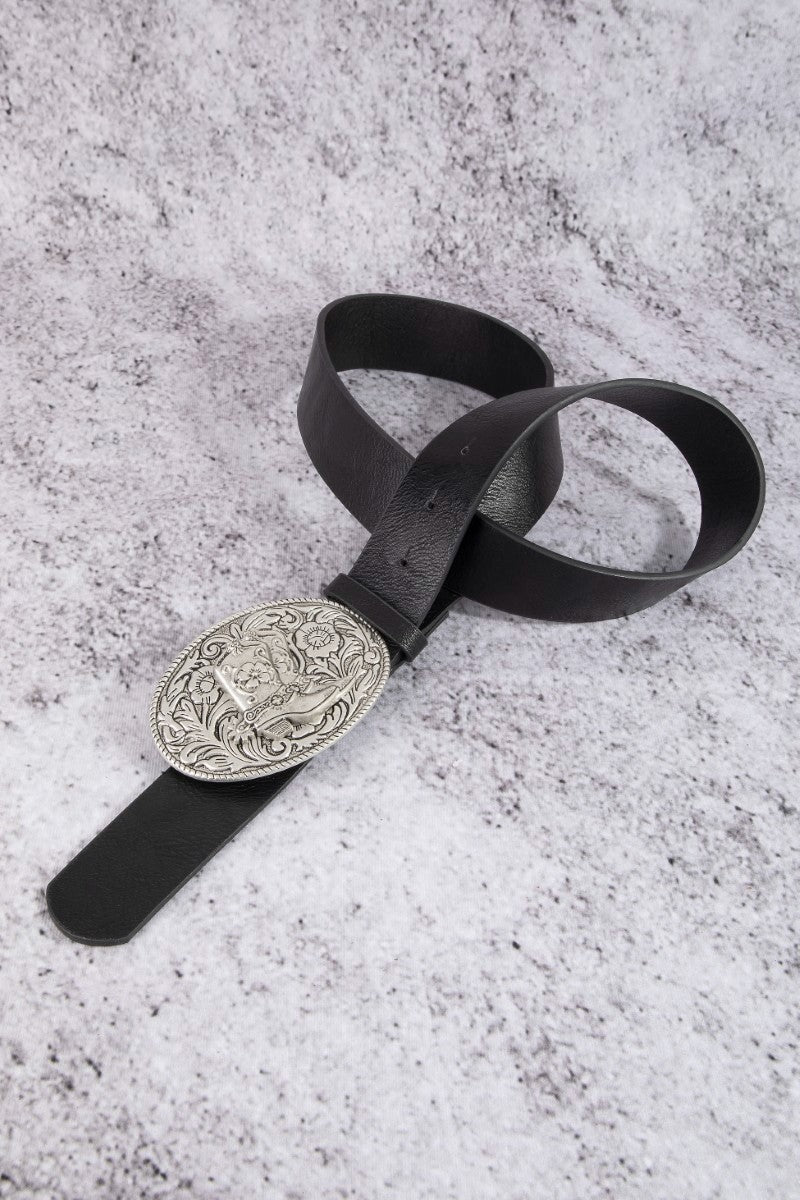Western Concho Buckle Vegan Leather Belt – DawnTayler Boutique display picture 1