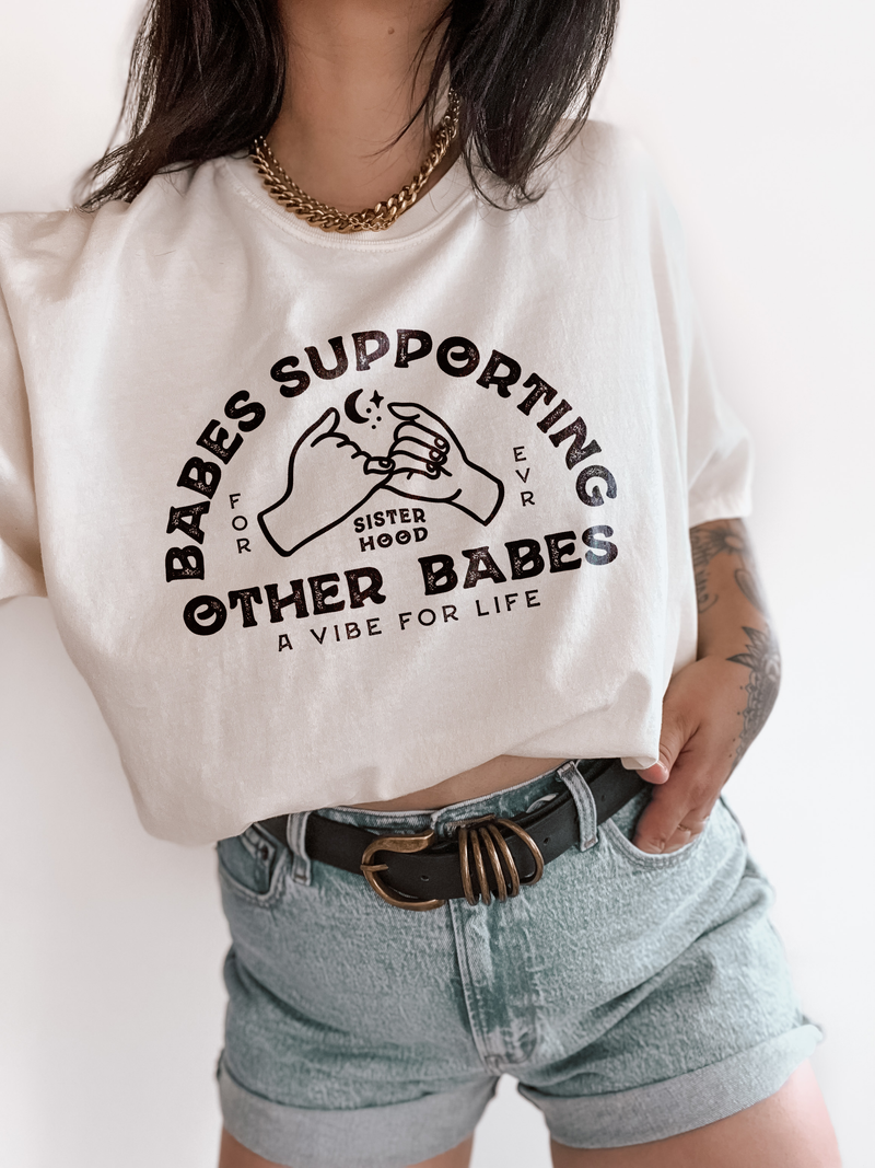 Babes Support Babes Feminist Womens Graphic Tee - Ivory (S-XL)