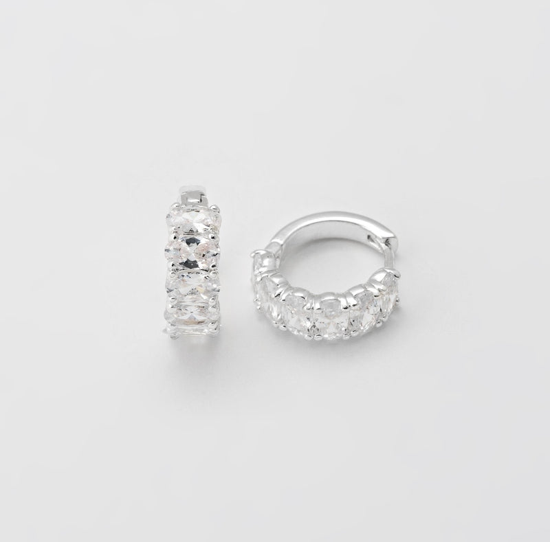 Square CZ Earrings - Silver Plated