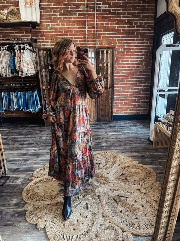 Printed Floral Tiered Maxi Dress