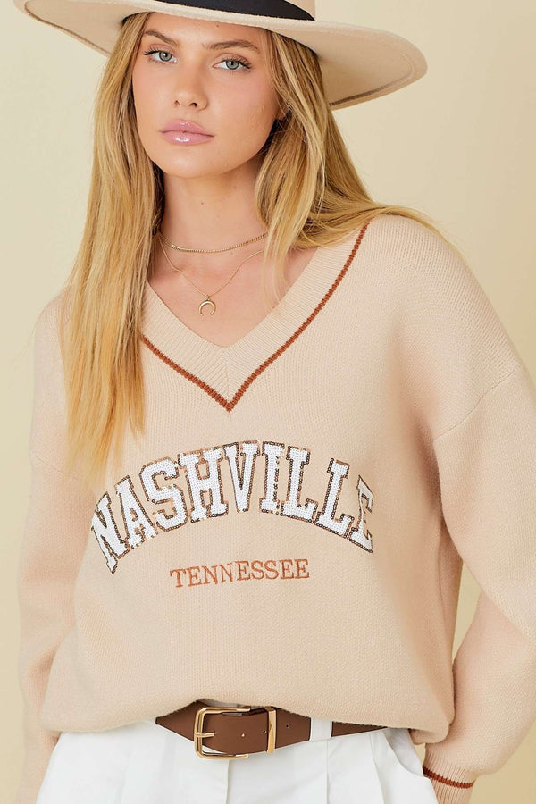 Nashville Varsity V-neck Sweater