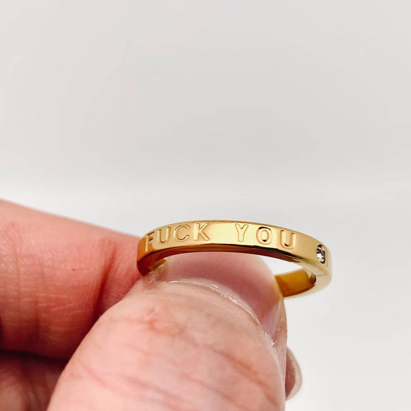 "Fuck You" Stainless Steel Women's Gold-plated Ring