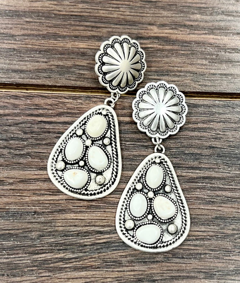 White Turquoise Post Earrings