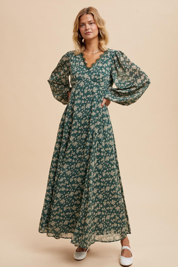 FLORAL LACE MAXI DRESS (Eucalpytus)