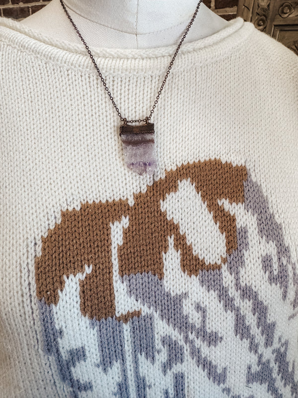 Amethyst Electroformed Pendant Necklace