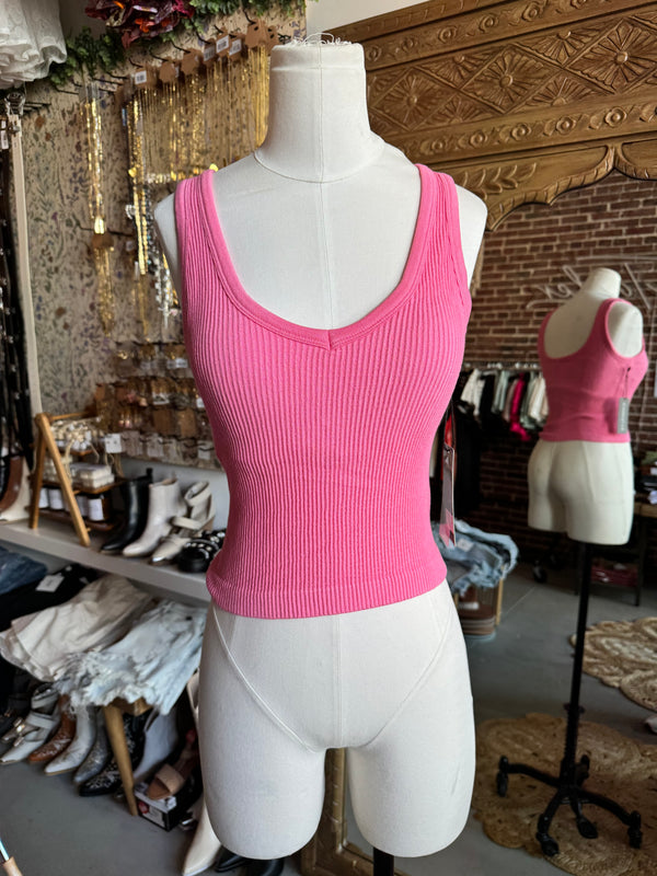 Premium Seamless Ribbed Tank - 3 colors (Hot pink, black & cream)