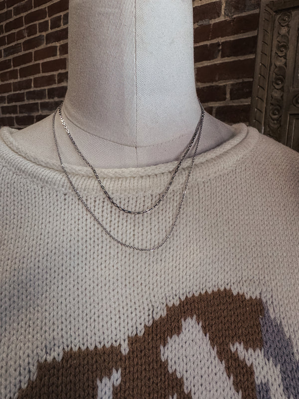 Dainty Chain Layered Necklace in Silver