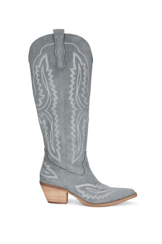 Samara Stitch Western Tall Boots in Slate Blue