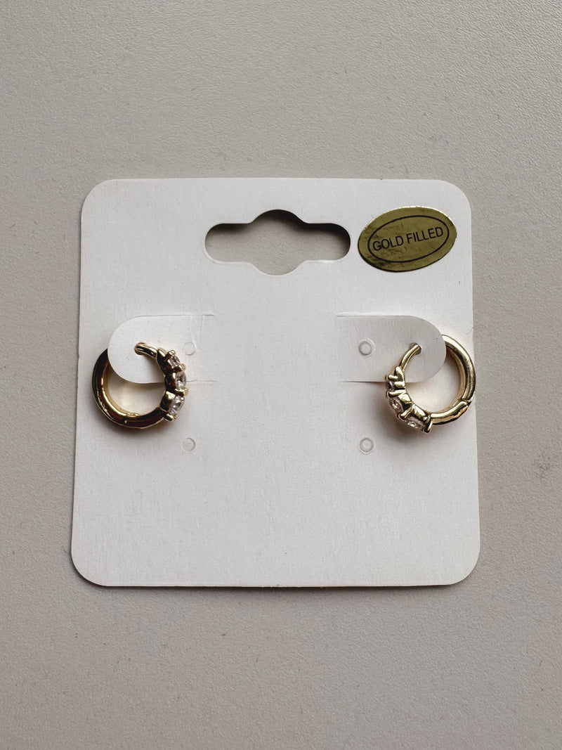 Cz One Touch Gold Hoop Huggies