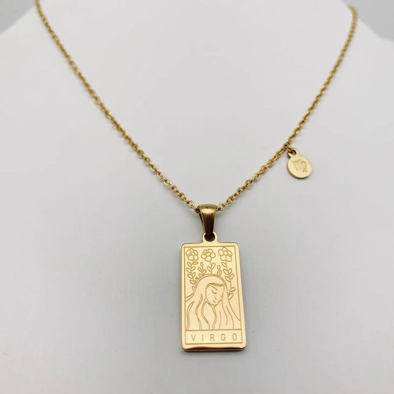 Zodiac & Constellation Golden Stainless Steel Pendant Necklaces