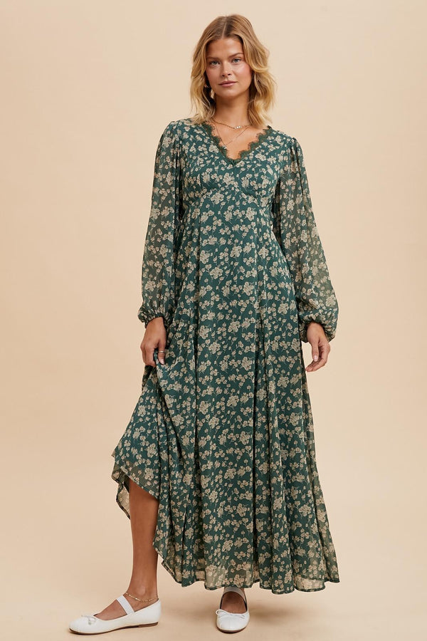 FLORAL LACE MAXI DRESS (Eucalpytus)