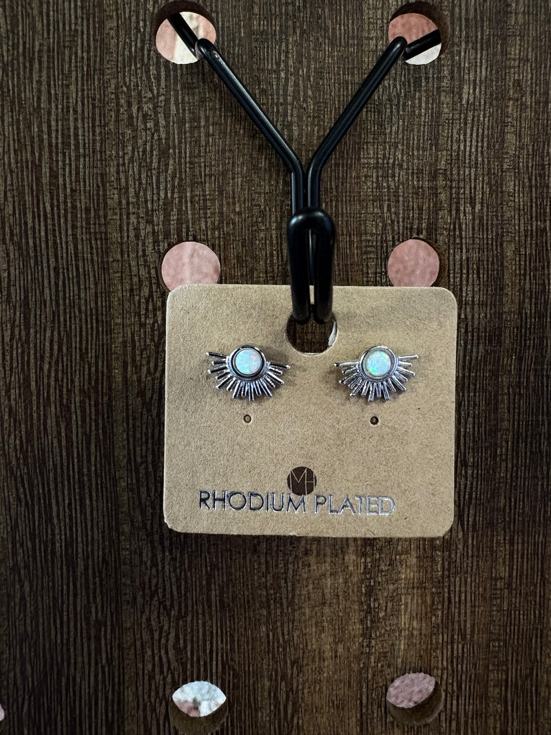 Opal Silver Stud Earrings