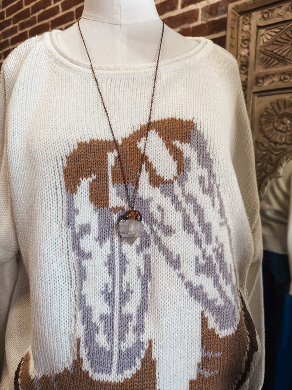 Large Quartz Electroformed Crystal Necklace