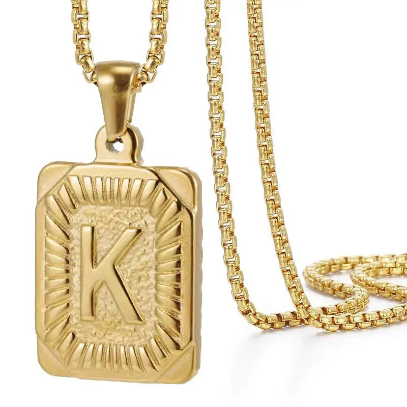 18K Gold Plated Stainless Steel Alphabet Necklace (Letters A-Z available)