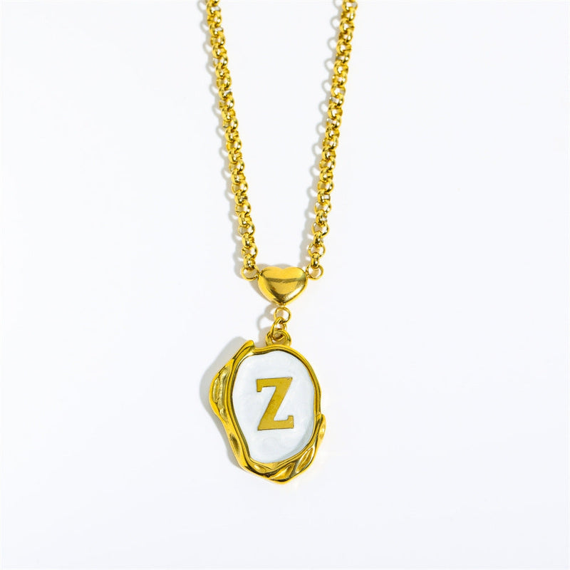 18K Gold Plated Stainless Steel Alphabet Necklace (Letters A-Z available)