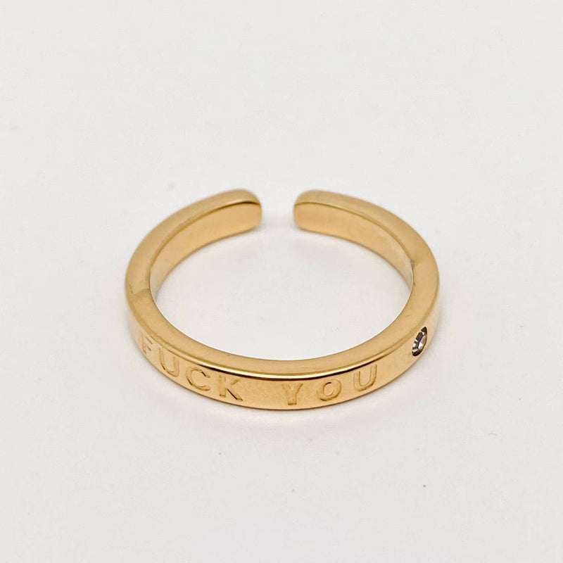 "Fuck You" Stainless Steel Women's Gold-plated Ring