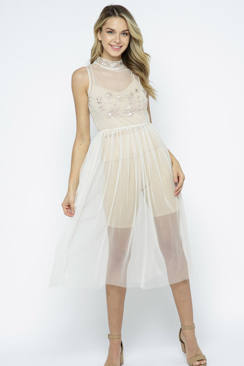 Dressed to Kill Embroidery Mesh Dress